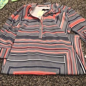 Coral and blue shirt dress